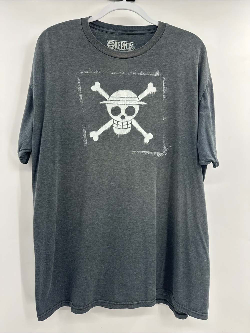 Onepiece White Skull Graphic Tee - Charcoal